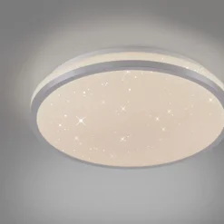 LED Deckenleuchte D=28cm silber Sternenhimmeloptik dimmbar