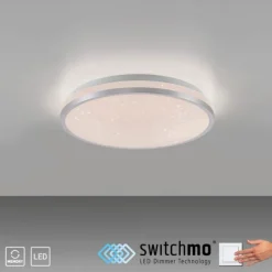 LED Deckenleuchte D=28cm silber Sternenhimmeloptik dimmbar