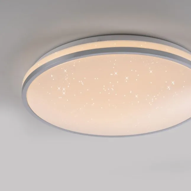 LED Deckenleuchte D=38cm silber Sternenhimmeloptik dimmbar