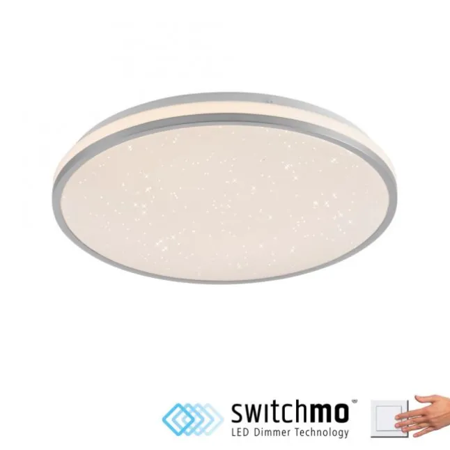 LED Deckenleuchte D=38cm silber Sternenhimmeloptik dimmbar