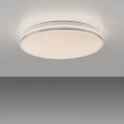 LED Deckenleuchte D=38cm silber Sternenhimmeloptik dimmbar