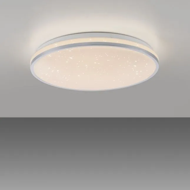 LED Deckenleuchte D=38cm silber Sternenhimmeloptik dimmbar