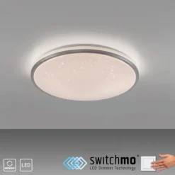 LED Deckenleuchte D=49cm silber Sternenhimmeloptik dimmbar