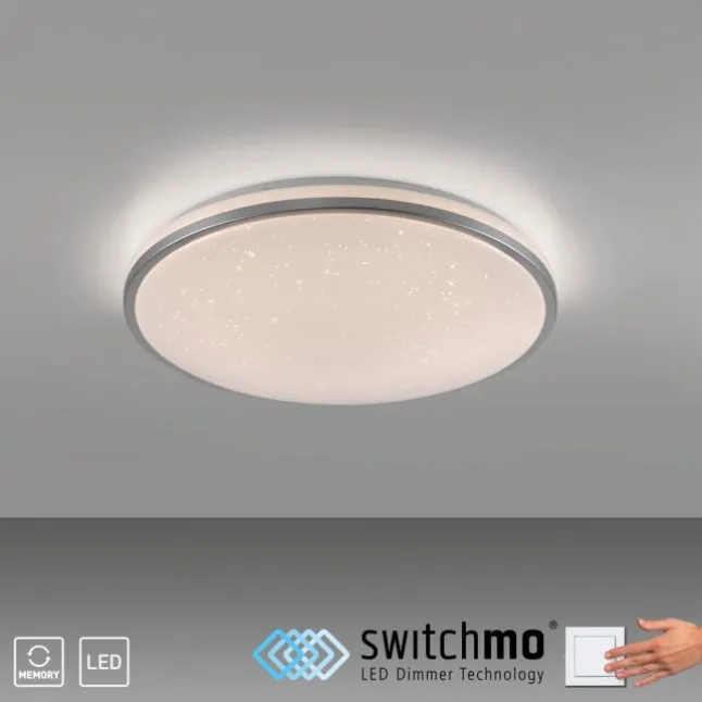 LED Deckenleuchte D=49cm silber Sternenhimmeloptik dimmbar