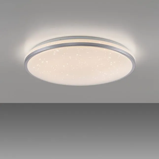 LED Deckenleuchte D=49cm silber Sternenhimmeloptik dimmbar