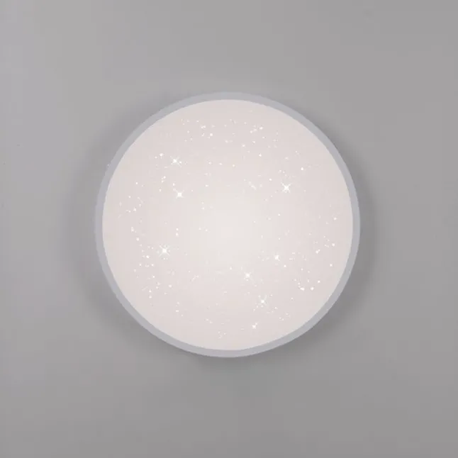 LED Deckenleuchte D=49cm silber Sternenhimmeloptik dimmbar