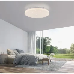 LED Deckenleuchte D=34cm weiß Sternenhimmel zeitloses Design warmweiß