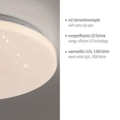 LED Deckenleuchte D=34cm weiß Sternenhimmel zeitloses Design warmweiß