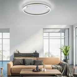 LED Deckenleuchte, dimmbar, aluminium, rund 50cm, warmweiß