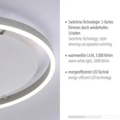 LED Deckenleuchte, dimmbar, aluminium, rund 50cm, warmweiß