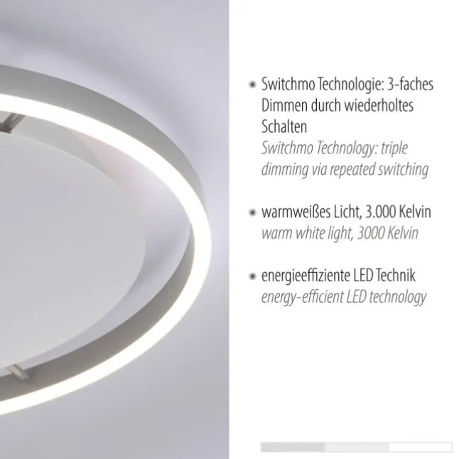 LED Deckenleuchte, dimmbar, aluminium, rund 50cm, warmweiß