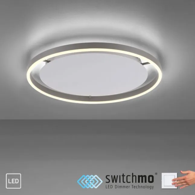LED Deckenleuchte, dimmbar, aluminium, rund 50cm, warmweiß