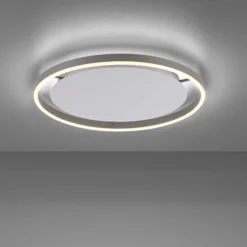 LED Deckenleuchte, dimmbar, aluminium, rund 50cm, warmweiß