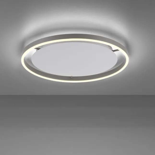 LED Deckenleuchte, dimmbar, aluminium, rund 50cm, warmweiß
