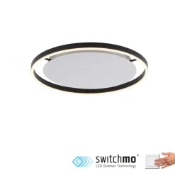 LED Deckenleuchte, dimmbar, anthrazit, rund 50cm, warmweiß