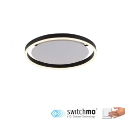 LED Deckenleuchte, dimmbar, modern, anthrazit, rund 35cm