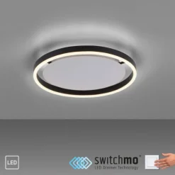 LED Deckenleuchte, dimmbar, modern, anthrazit, rund 35cm