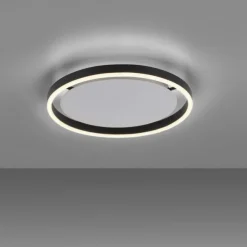 LED Deckenleuchte, dimmbar, modern, anthrazit, rund 35cm