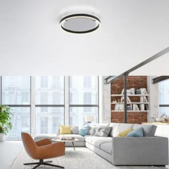 LED Deckenleuchte, dimmbar, modern, anthrazit, rund 35cm
