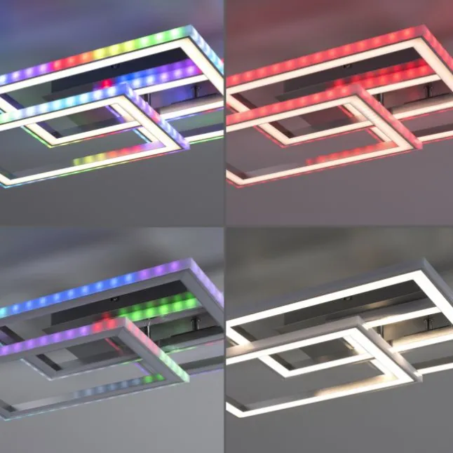 LED Deckenleuchte drehbare Rahmen silberfarbig RGB Rainbow Farben dimmbar
