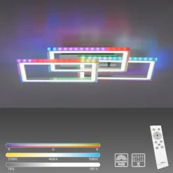 LED Deckenleuchte drehbare Rahmen silberfarbig RGB Rainbow Farben dimmbar