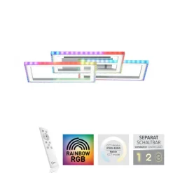 LED Deckenleuchte drehbare Rahmen silberfarbig RGB Rainbow Farben dimmbar