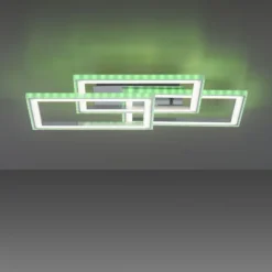 LED Deckenleuchte drehbare Rahmen silberfarbig RGB Rainbow Farben dimmbar