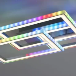 LED Deckenleuchte drehbare Rahmen silberfarbig RGB Rainbow Farben dimmbar