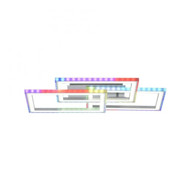 LED Deckenleuchte drehbare Rahmen silberfarbig RGB Rainbow Farben dimmbar