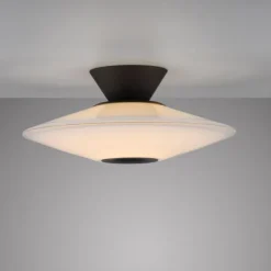 LED Deckenleuchte, ELIPSA, schwarz, Tronicdimmer, Opalglas
