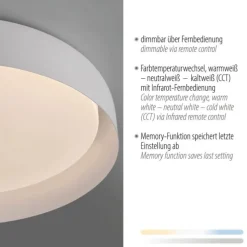LED Deckenleuchte Fernbedienung weiß D=57cm dimmbar Memoryfunktion