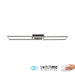 LED Deckenleuchte flach längliche Rahmen schwarz warmweiß 3 Stufen Dimmung