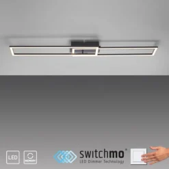 LED Deckenleuchte flach längliche Rahmen schwarz warmweiß 3 Stufen Dimmung