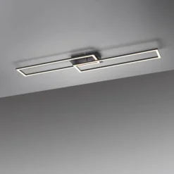 LED Deckenleuchte flach längliche Rahmen schwarz warmweiß 3 Stufen Dimmung