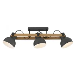 LED Deckenleuchte 3 flammig Akazienholz höhenverstellbar Industrial