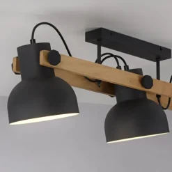 LED Deckenleuchte 3 flammig Akazienholz höhenverstellbar Industrial