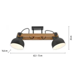 LED Deckenleuchte 2 flammig Akazienholz höhenverstellbar Industrial