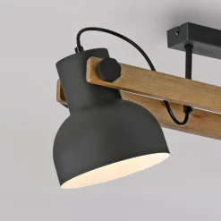 LED Deckenleuchte 2 flammig Akazienholz höhenverstellbar Industrial