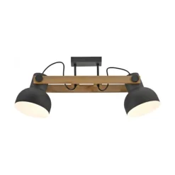 LED Deckenleuchte 2 flammig Akazienholz höhenverstellbar Industrial