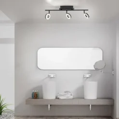 LED Deckenleuchte 3 flammig anthrazitfarbig drehbar IP44 warmweiß