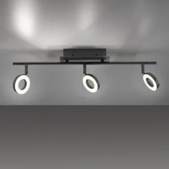 LED Deckenleuchte 3 flammig anthrazitfarbig drehbar IP44 warmweiß