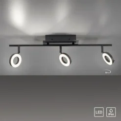 LED Deckenleuchte 3 flammig anthrazitfarbig drehbar IP44 warmweiß