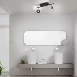 LED Deckenleuchte 2 flammig anthrazitfarbig drehbar IP44 warmweiß