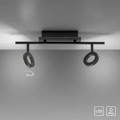 LED Deckenleuchte 2 flammig anthrazitfarbig drehbar IP44 warmweiß