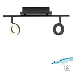 LED Deckenleuchte 2 flammig anthrazitfarbig drehbar IP44 warmweiß