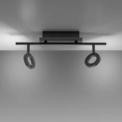 LED Deckenleuchte 2 flammig anthrazitfarbig drehbar IP44 warmweiß