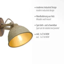 LED Deckenleuchte 1 flammig beige retro schwenkbar Industrie Style