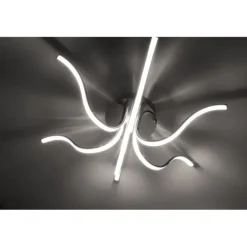 LED-Deckenleuchte, 6-flammig, chrom, 67x67 cm, filigrane Leuchtenarme