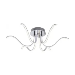 LED-Deckenleuchte, 6-flammig, chrom, 67x67 cm, filigrane Leuchtenarme
