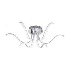 LED-Deckenleuchte, 6-flammig, chrom, 67x67 cm, filigrane Leuchtenarme